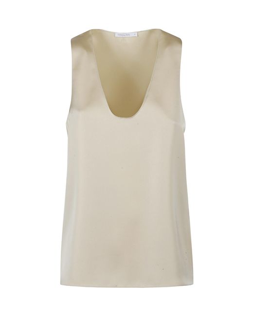 Patrizia Pepe Natural Sleeveless V-Neck Top