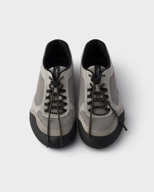 Prada Black Speedrock Leather And Mesh Fabric Sneakers for men
