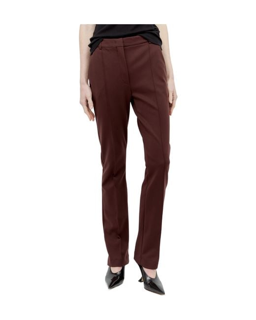 Sportmax Red High Waist Straight Leg Trousers