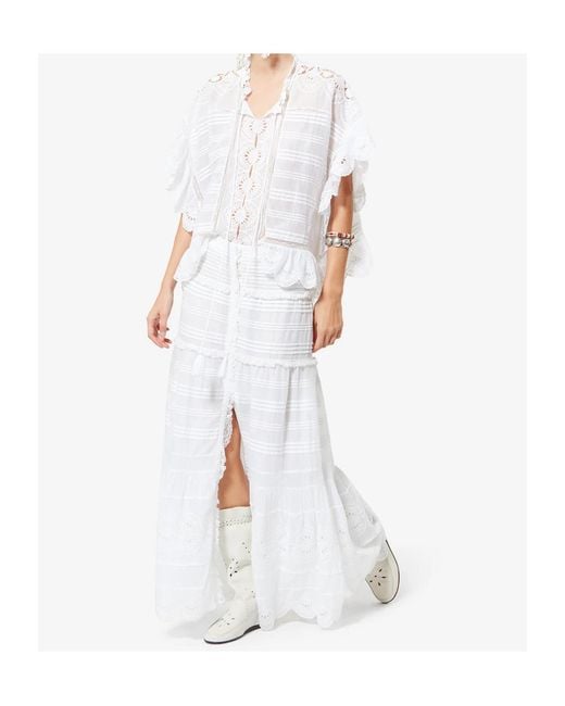 Isabel Marant White Isabel Marant Étoile Paoline Floral Lace Maxi Skirt