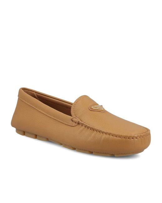 Prada Brown Logo Patch Flat-Bottomed Love Shoes