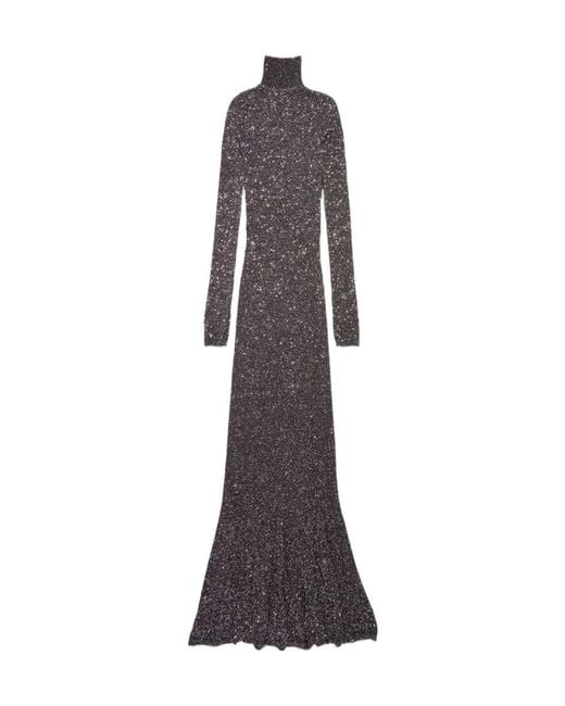 Balenciaga Purple Sequin Embellished Maxi Dress