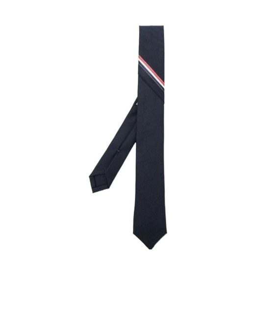 Thom Browne Blue Rwb-Stripe Logo Patch Tie for men