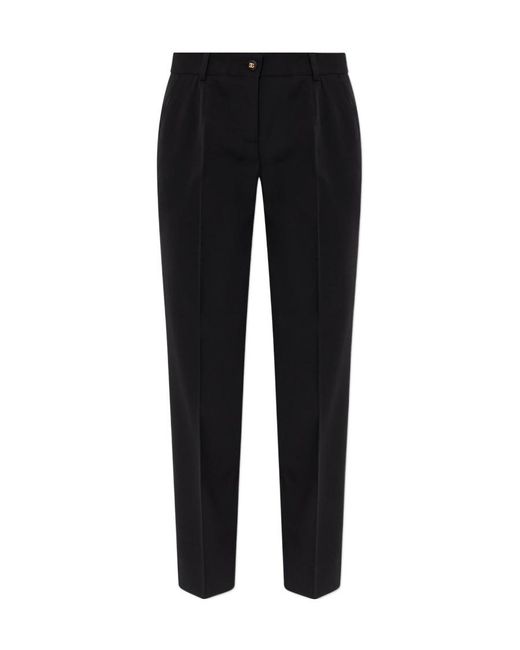 Dolce & Gabbana Black Kate Pleated Low-Rise Trousers