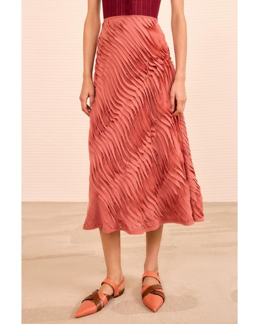 Ulla Johnson Red Patchwork Midi Skirt