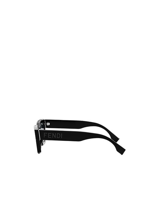 Fendi Black Eyewear Rectangular Frame Sunglasses for men