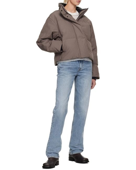 Canada Goose Brown Down Jacket With Logo Patch