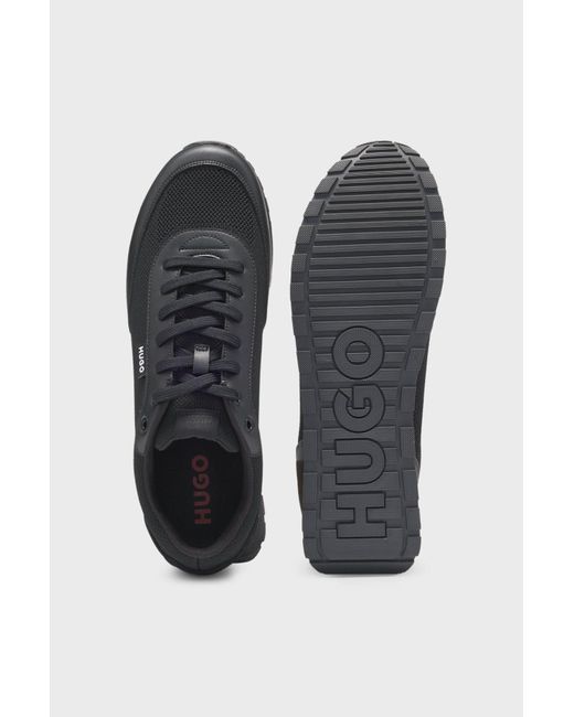 Boss Black Mesh-Panelled Lace-Up Sneakers for men