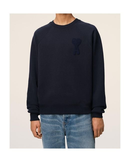 AMI Blue Ami De Coeur Crewneck Sweatshirt for men