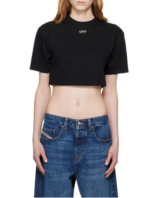 Off-White c/o Virgil Abloh Black Off Stamp Ribbed Cropped T-Shirt