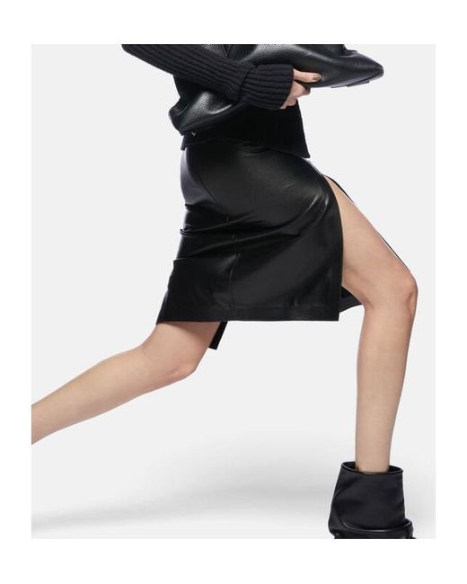 The Attico Black The Leather Midi Skirt