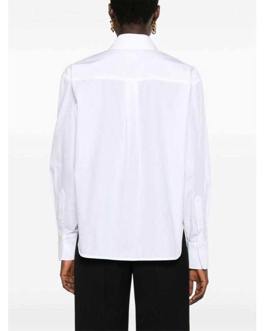 Victoria Beckham White Logo Embroidered Long-Sleeved Shirt