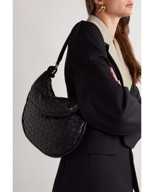 Bottega Veneta Black Medium Intrecciato Shoulder Bag