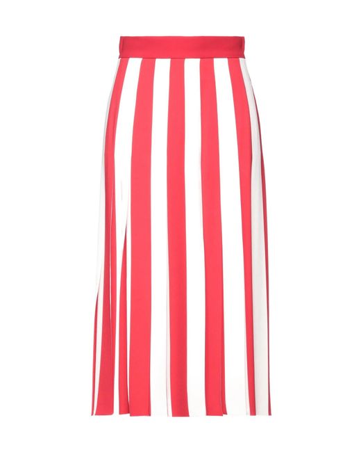 Dolce & Gabbana Red Striped Stretch Midi Skirt