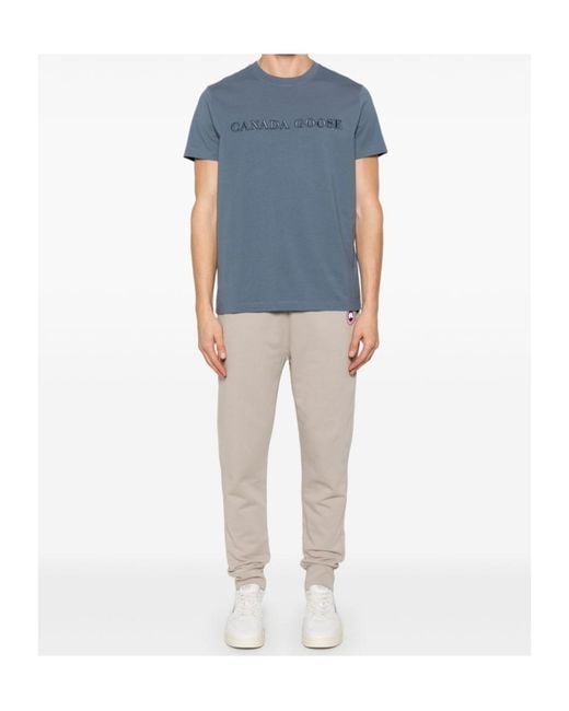Canada Goose Blue Emersen Embroidered Wordmark T-Shirt for men