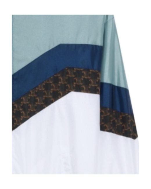 Céline Blue Nylon Stand-Neck Windproof Jacket for men
