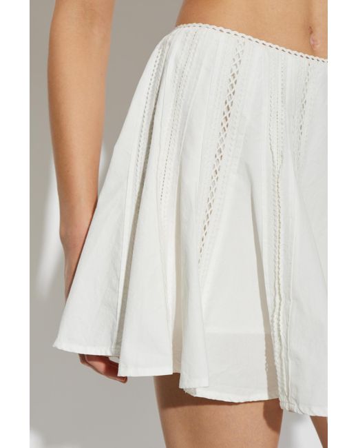 AllSaints White Pleated Midi Skirt