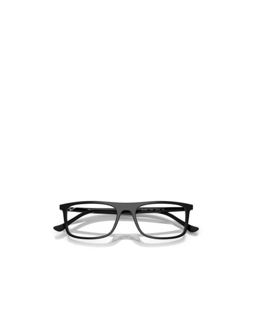 Ray-Ban White Geometric Frame Plain Mirror for men