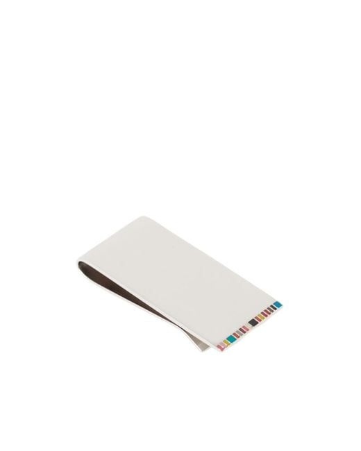 Paul Smith White Striped Logo Embossed Wallet for men