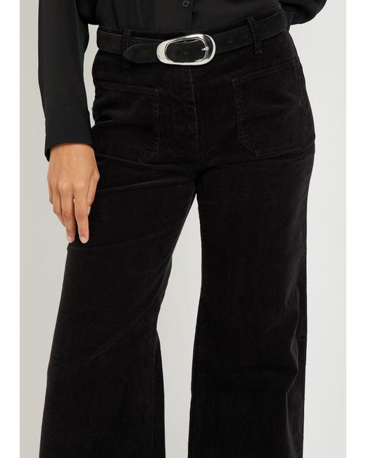 Nili Lotan Black Florence Flared-Leg Corduroy Trousers