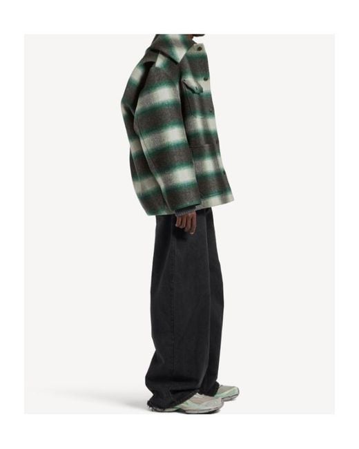 Balenciaga Green Cocoon Check Flannel Shirt Jacket for men
