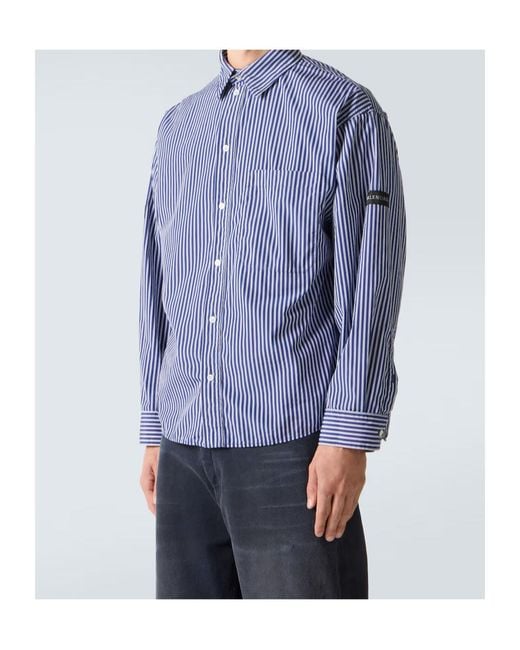 Balenciaga Blue Striped Poplin Shirt for men