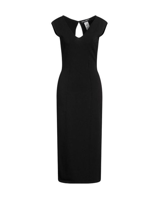 Dolce & Gabbana Black Sleeveless V-Neck Slim-Fit Dress