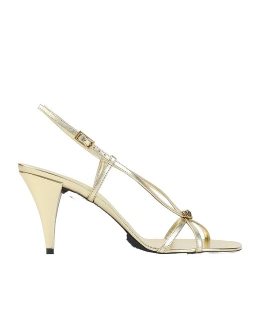 Versace Metallic Square-Toe High-Heeled Sandals