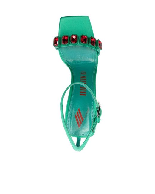 The Attico Green Logo High-Heeled Sandals