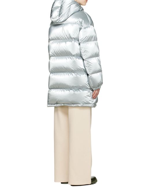 Moncler Gray Logo-Patch Padded Coat