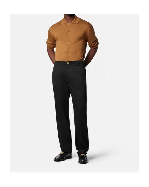 Versace Brown Collared Button-Up Cardigan for men