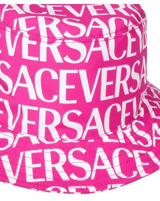 Versace Pink Logo-Print Bucket Hat