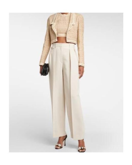 Giambattista Valli Natural Embellished Tweed Crop Top