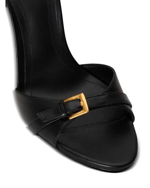 Balmain Black Anthem Buckled Heeled Sandals