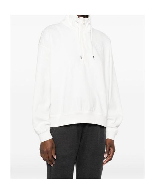 Brunello Cucinelli White Quater-Zip Detailed Sweatshirt