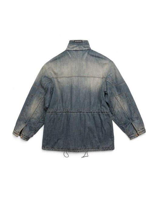 Balenciaga Blue Faded Denim Drawstring Jacket for men