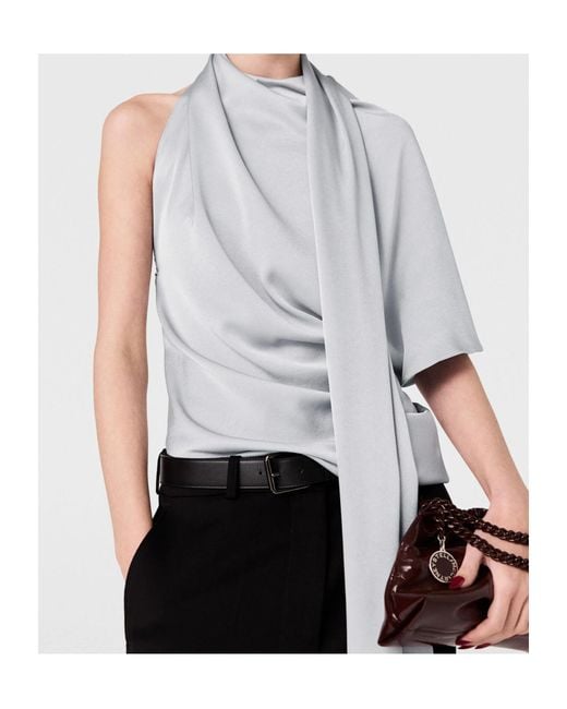 Stella McCartney Gray Draped Asymmetric Top