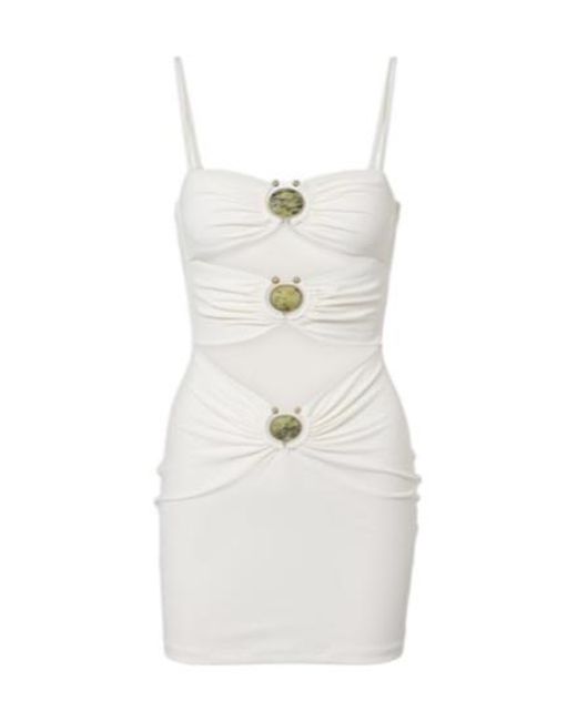 Christopher Esber White Cutout Embellished Minidress