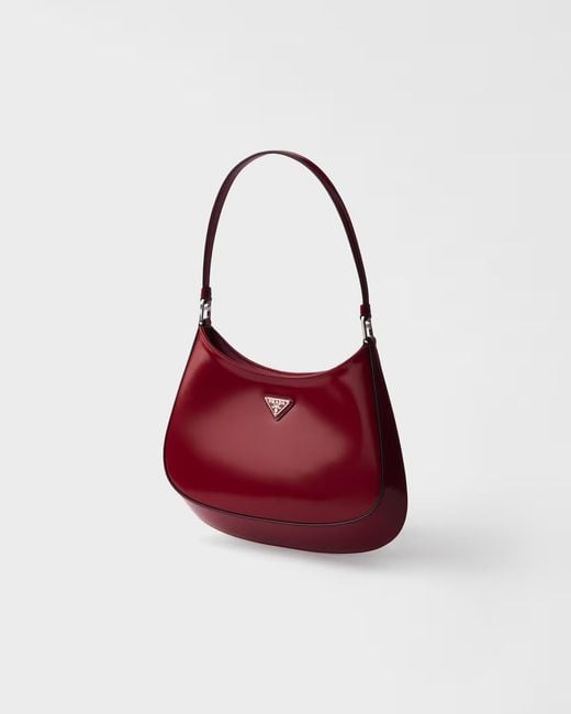 Prada Red Cleo Brushed Leather Shoulder Bag