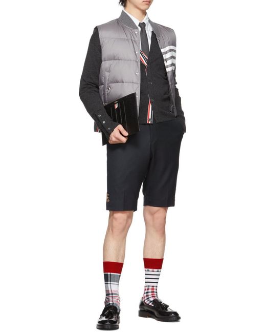 Thom Browne Black Pebbled Rectangular Clutch Bag for men
