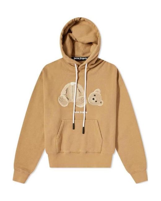 Palm Angels Natural Bear-Print Hoodie for men