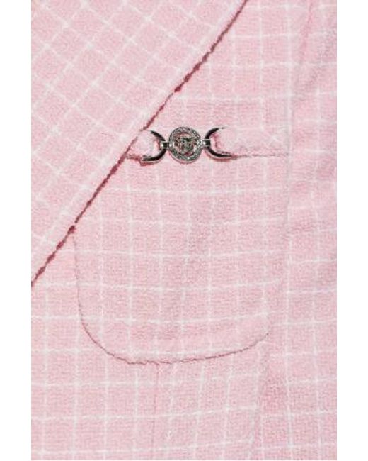 Versace Pink Checked Pattern Single-Breasted Blazer