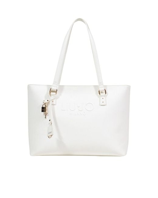 Liu Jo White Logo-Embossed Tote Bag