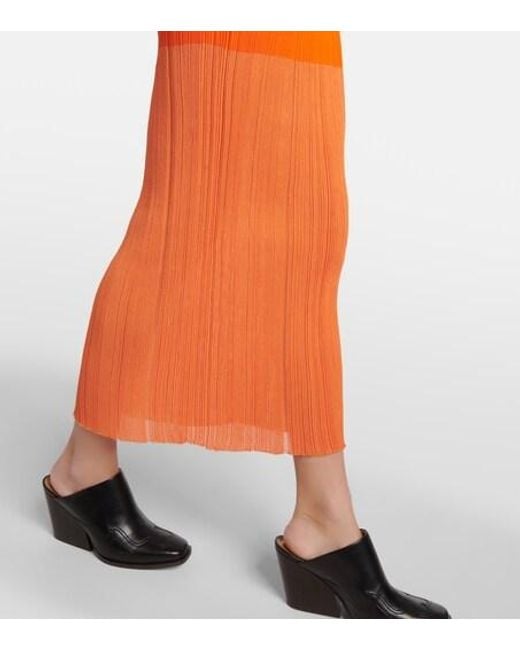 Stella McCartney Orange Pleated Midi Dress