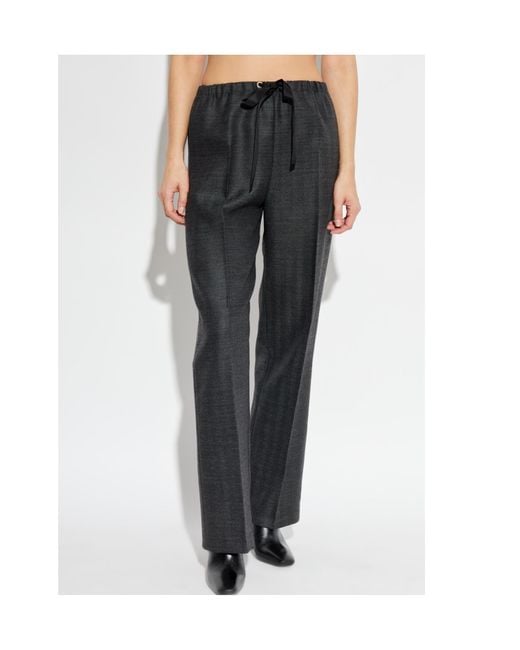 Forte_forte Gray Herringbone Pattern Trousers for men
