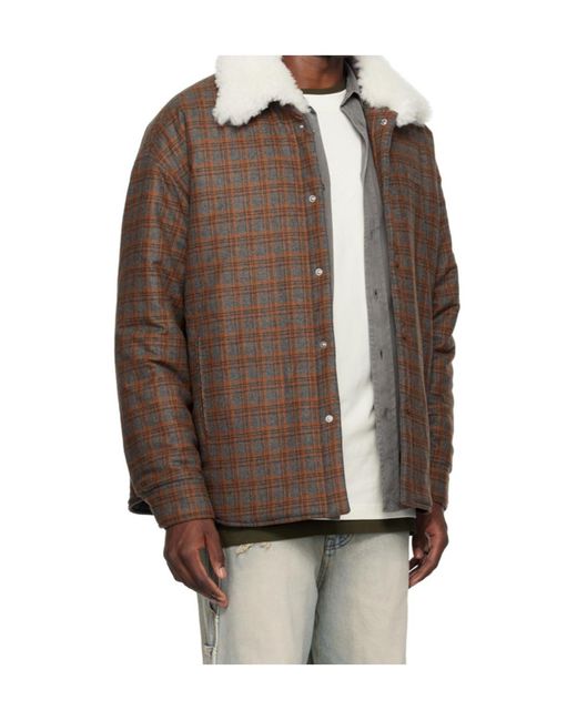 we11done Brown Check-Print Jacket for men