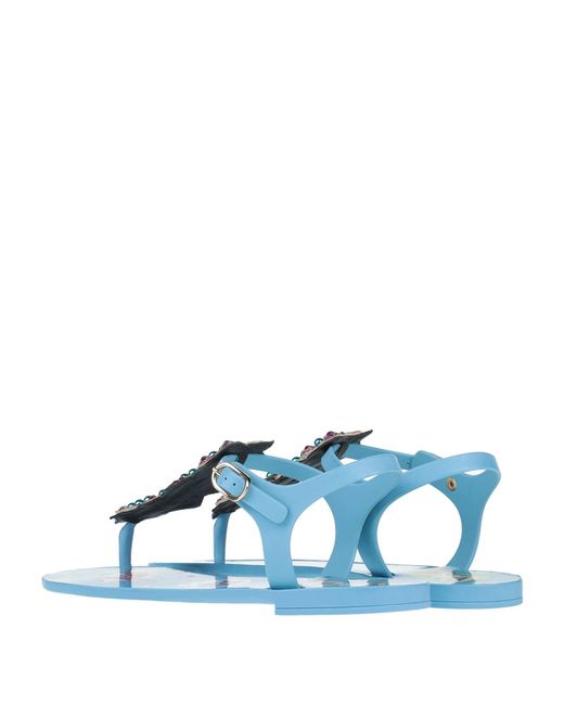 Dolce & Gabbana Blue Shiny Flip Flops