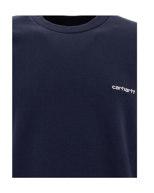 Carhartt Blue Script Embroidered Crewneck Sweatshirt for men