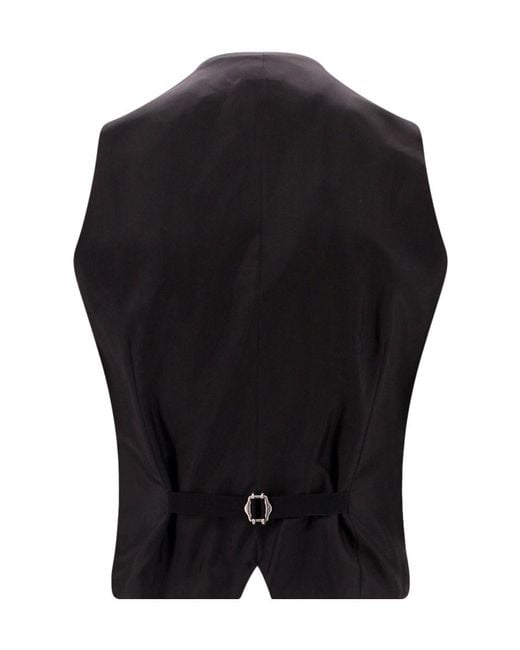 Tagliatore Black V-Neck Single-Breasted Waistcoat for men