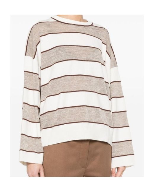 Brunello Cucinelli Natural Striped Knitted Sweater
